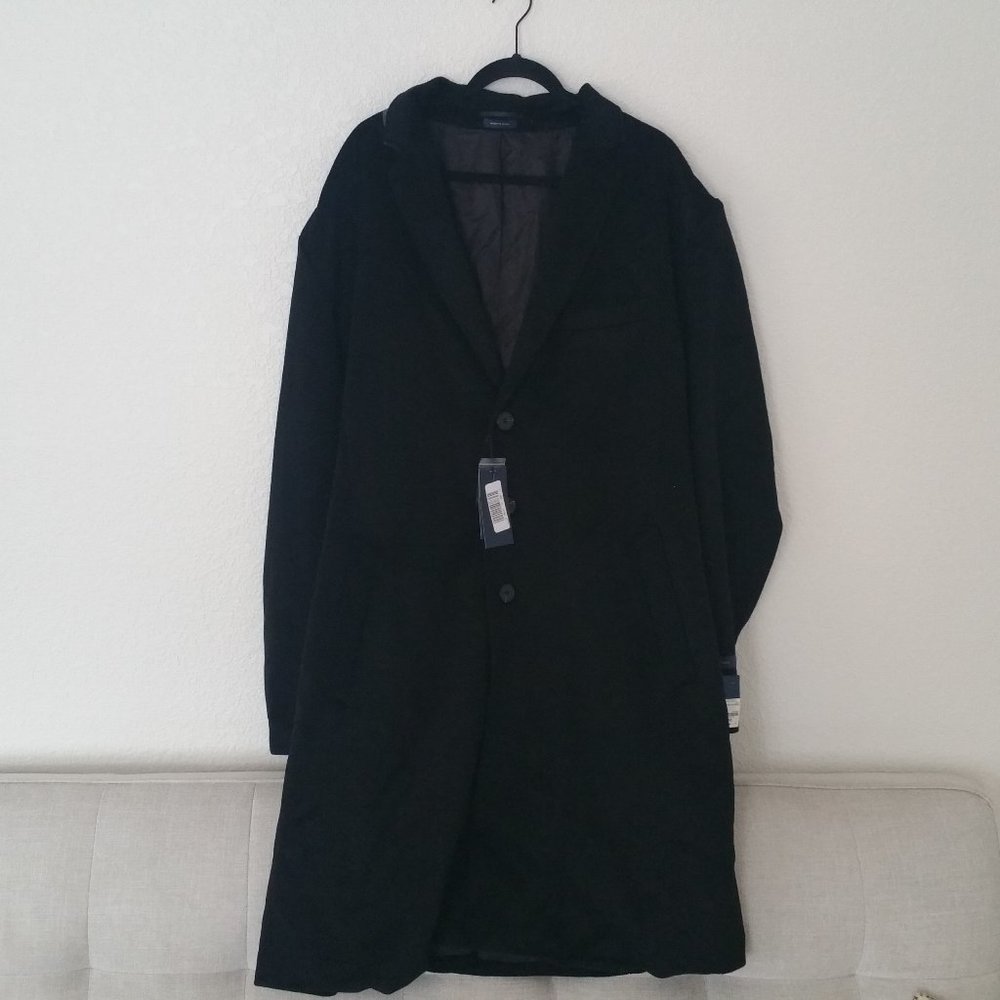 NWT Stafford Mens Big and Tall Wool Blend Top Coat Black 54BGRG 3XL